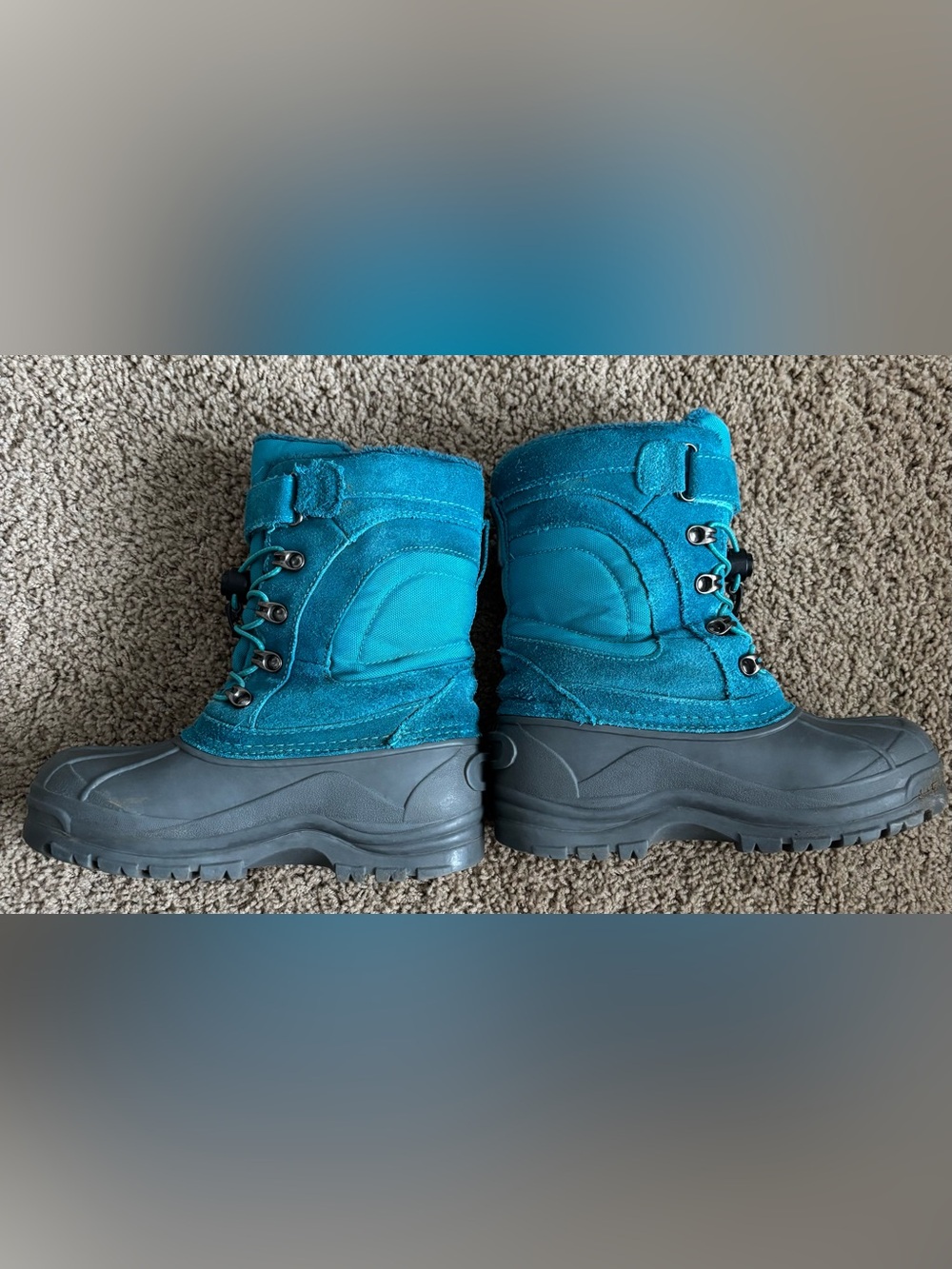 Lands' End Teal Kids Snow Boots with Black Soles